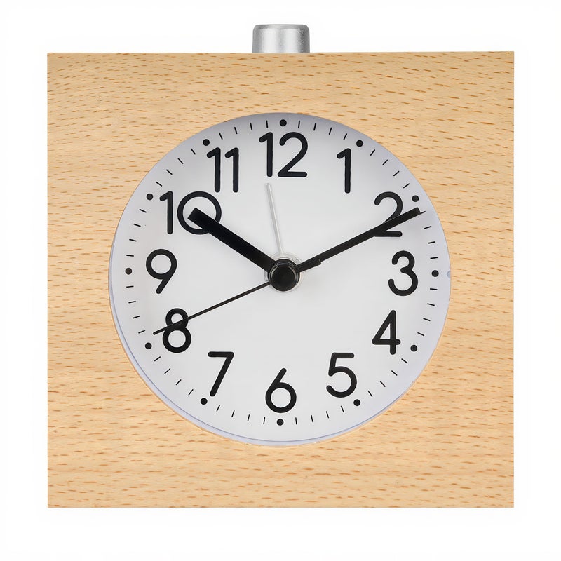 Lancoon Wooden Alarm Clock Silent NonTicking with Wood Body Night Light Snooze Function Battery Operated for Heavy Sleepers Bedroom Yellow - Image 2