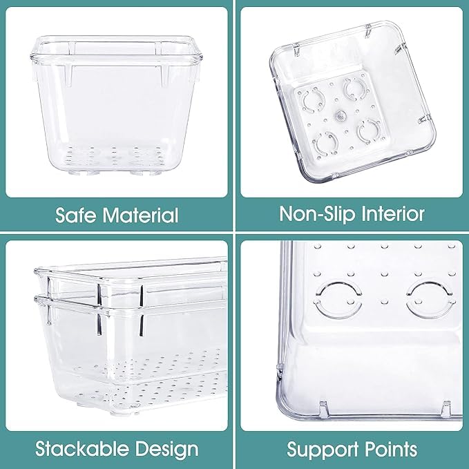 Kaito Storage Bins Plastic Drawer Organizer Trays, 25-Piece Set, Bathroom Vanity Storage Bins for Makeup, Kitchen, Office, Bed Room Drawer Tray - Image 5