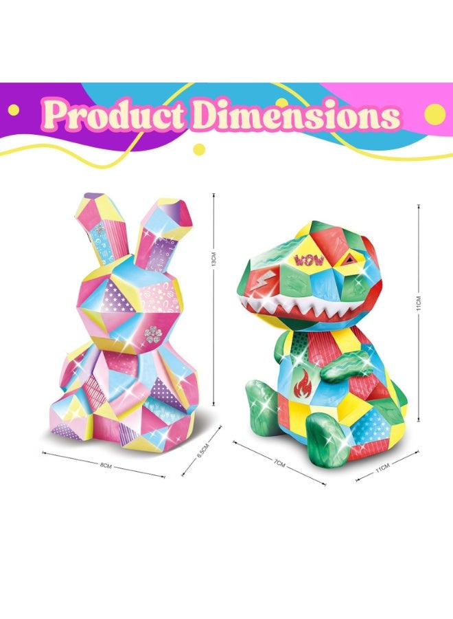 المنزل الذكي هوم سمارت مجموعة رسم أرنب للأطفال الصغار، اصنعها بنفسك، مجموعة رسم مصباحك الخاص، 12 قطعة، تتضمن مصباح أرنب، ملصقات، ملصقات ليزر، بريق، ألوان، وفرشاة ألوان، مثالية كهدية. - Image 2