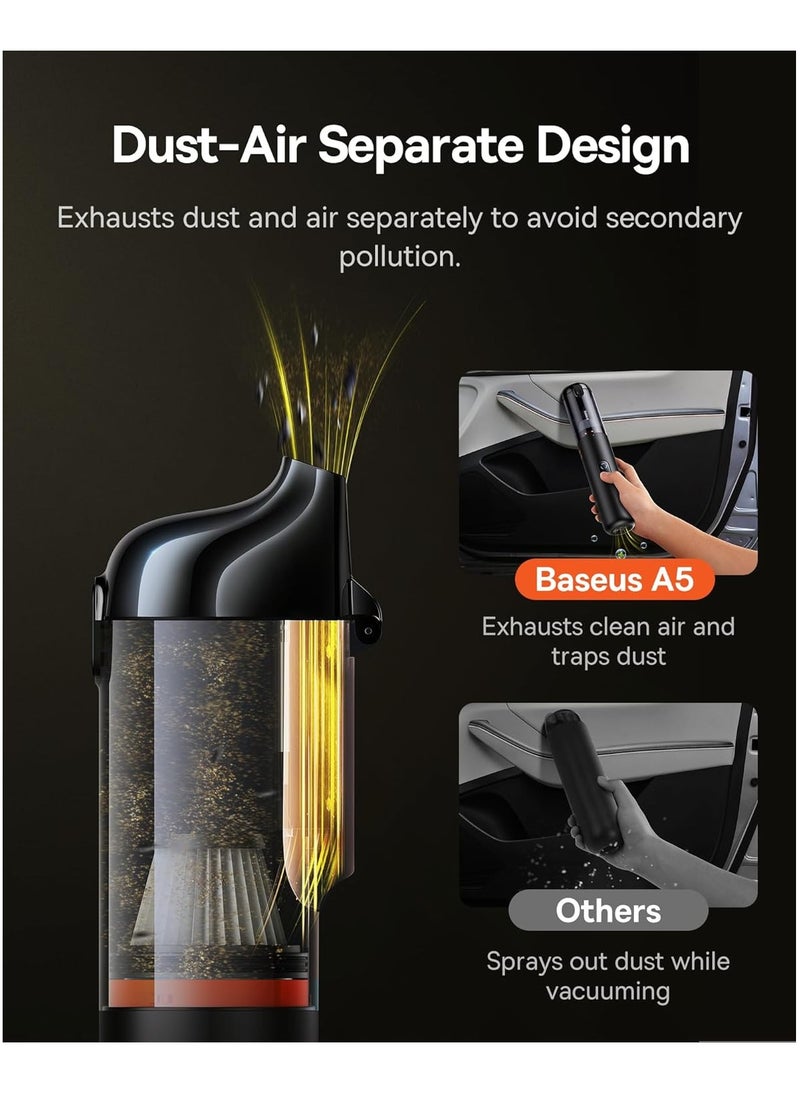 Baseus Cordless Handheld Vacuum Cleaner with 130W Brushless Motor, 16000Pa Strong Suction Power, Super Lightweight & USB Rechargeable, 7500mAh High Power Automotive Mini Car Vacuum Cleaner, Wireless Air Duster for Home, Car, Office, Compact & Efficient, Portable & Powerful Cleaning Solution for All Surfaces  - Image 2