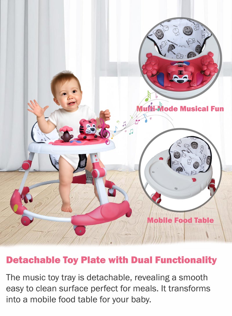 توشيونيكس مشاية أطفال بعجلات للأولاد والبنات، ارتفاع قابل للتعديل، 5 سرعات، مقعد مريح وناعم، قابلة للطي، مشاية أطفال رضع وصغار مع 6 عجلات عالمية، لوحة موسيقى قابلة للفصل مع ألعاب دوارة، عربة أطفال متعددة الوظائف من عمر 6 إلى 24 شهرًا - Image 2
