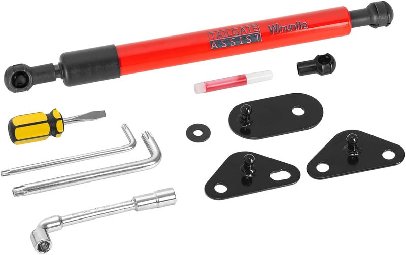 Winunite Compatible with 2015-2025 F150 Red Tailgate Assist – Stainless Steel Material, Quiet Controlled Descent, No More Slamming Down, No Drill Bolt-On Installation with All Tools Included - Image 1
