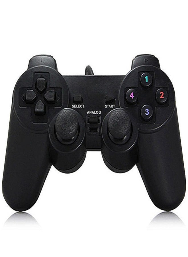 وحدة تحكم ألعاب على شكل PS2 بمقبض سلكي 208USB لأجهزة الكمبيوتر ووحدة تحكم ألعاب الأركيد باللون الأسود - Image 1