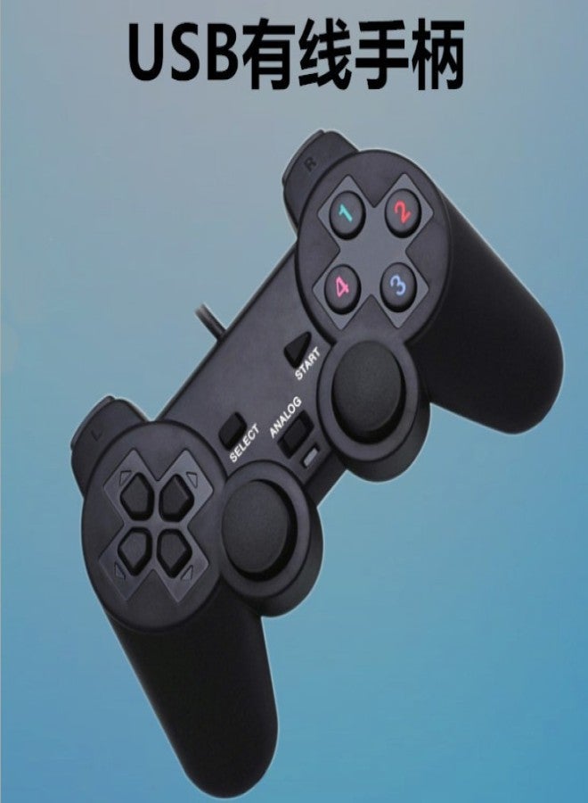 وحدة تحكم ألعاب على شكل PS2 بمقبض سلكي 208USB لأجهزة الكمبيوتر ووحدة تحكم ألعاب الأركيد باللون الأسود - Image 4