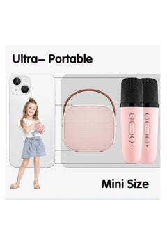 spa luxetique Mini Karaoke Machine for Kids Adults, Portable Bluetooth Speaker with 2 Wireless Microphones,18 Pre-Loaded Songs Toys Gifts for Girls 4, 5, 6, 7, 8+ Years Old Toddler Teens (Lightpink)  - Image 2