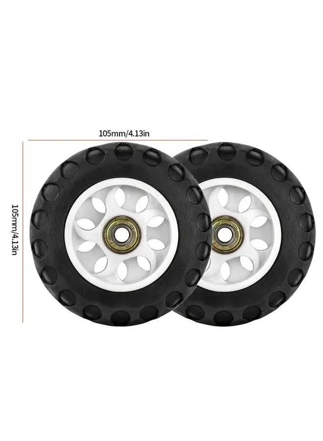 Heavy Duty 4.13 Inch Solid Rubber Replacement Wheels 2pcs All Terrain Tread Cart Tire - Image 3