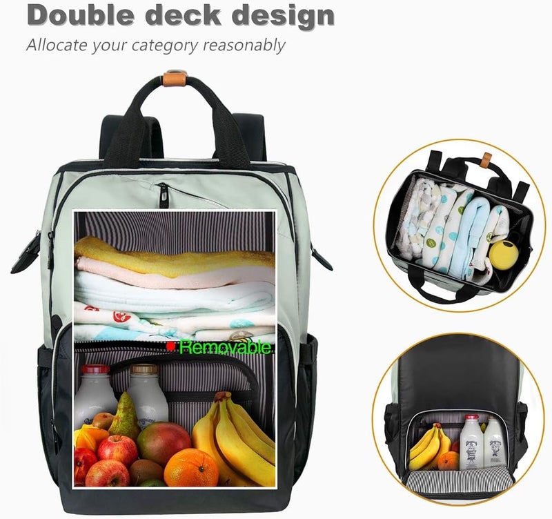 Hap Tim Diaper Bag Backpack,Large Capacity Travel Back Pack Maternity Baby Nappy Changing Bags, Double Compartments with Stroller Straps,Waterproof,Grey Black(US7340-GB) - Image 3