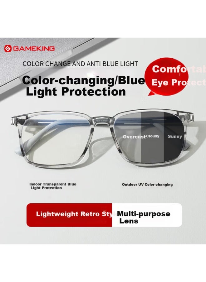 Gameking Blue Light Blocking Gl Uni Anti-radiation Eyewear Non-prescription Eyegl Frame Clear Lens 3388 Gray Blue Light Blocking - Image 1