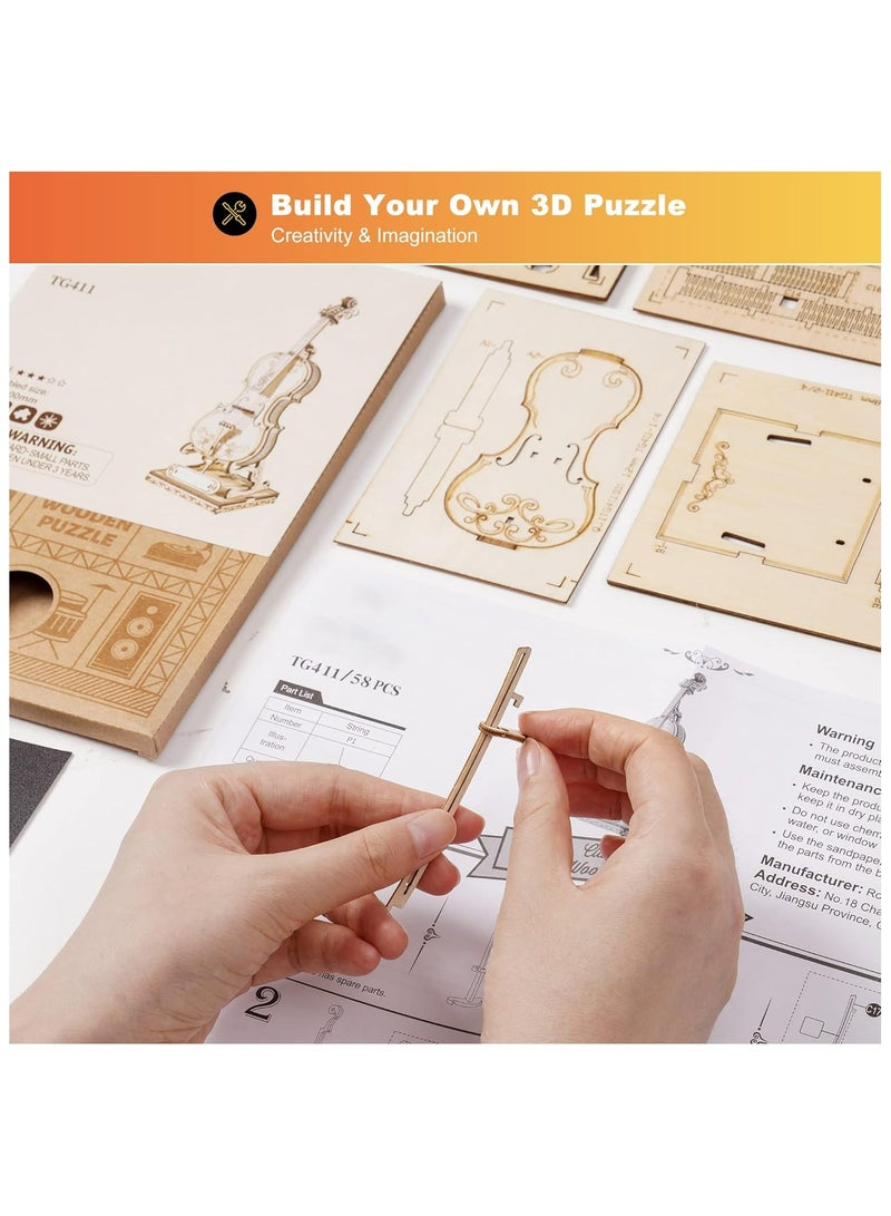 Rolife Cello TG411Premium 3D Puzzle Building Kits for Adults & Teens - Decorative Home Décor, Ramadan & Holiday Gift (Eid and Birthday) for Puzzle Enthusiasts, Stress Relief STEM Project - Image 2