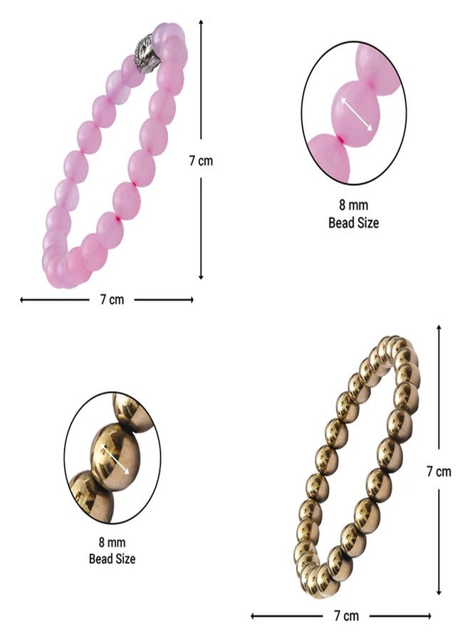 Senroar Money & Love Bracelet Combo | Rose Quartz & Pyrite Stone | Attract Love Fame & Luck | Certificate Of Authenticity | Astrology Healing Stone Bracelet For Man and Women - Image 5