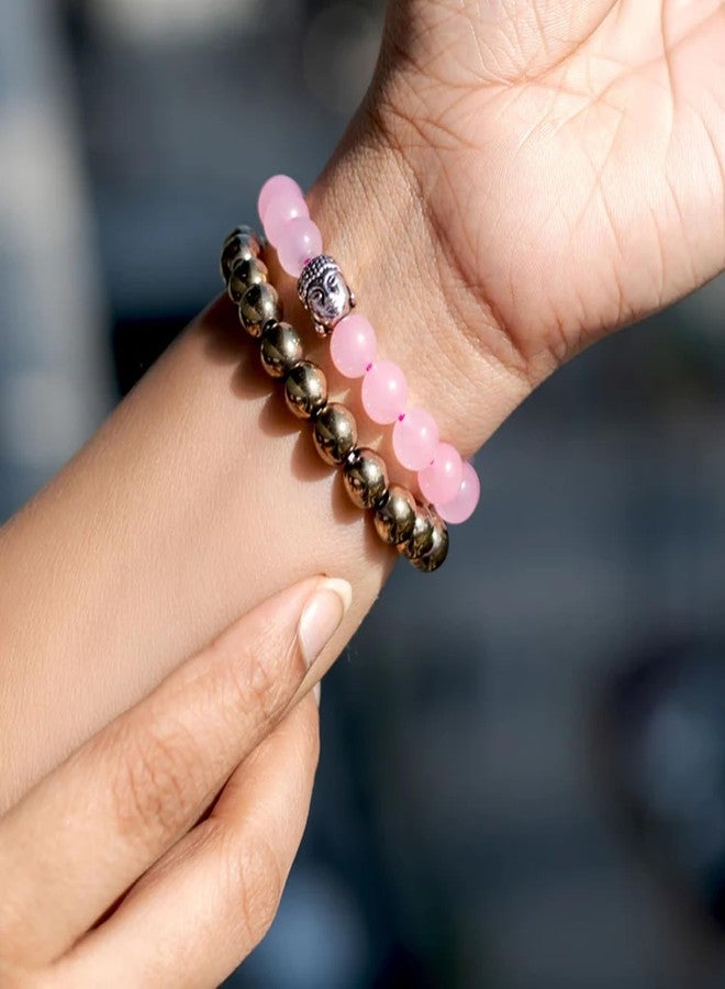 Senroar Money & Love Bracelet Combo | Rose Quartz & Pyrite Stone | Attract Love Fame & Luck | Certificate Of Authenticity | Astrology Healing Stone Bracelet For Man and Women - Image 4