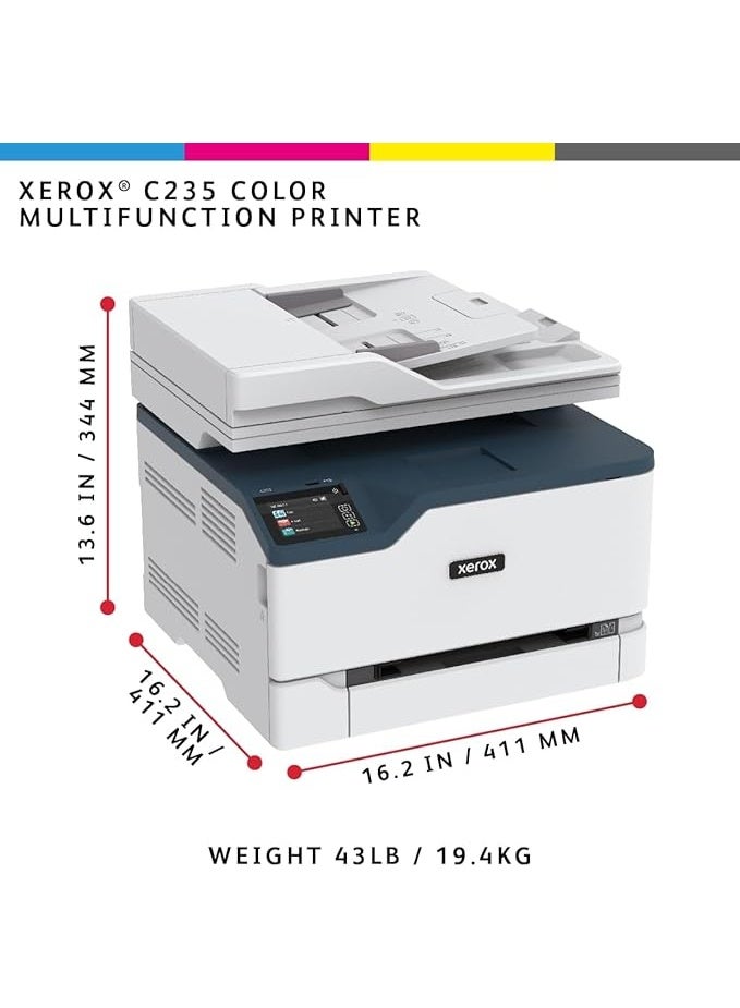Xerox C235 A4 22ppm Colour Wireless Laser Multifunction Printer with Duplex 2-Sided Printing - Copy/Print/Scan/Fax – Colour Touchscreen - Image 5