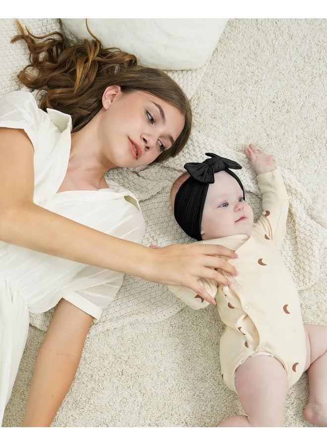 jollybows 6pcs Baby Nylon Headbands Hair Bow Elastics Hairbands Hair Accessories for Baby Girls Newborn Infant Toddlers Kids (Natural colors) - Image 4