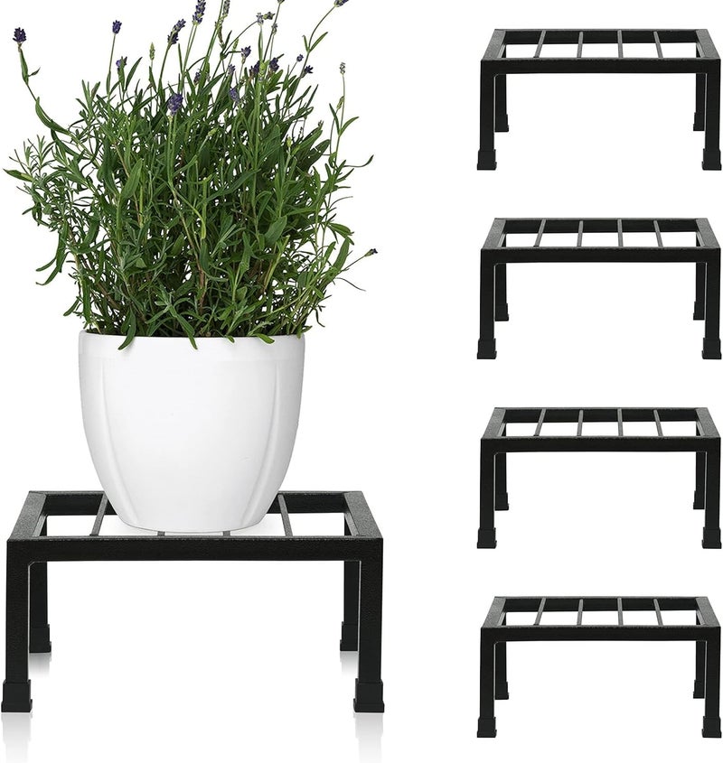 TechSrmaji Metal Havey Plant Stand for Balcony, Set of 5 Pot Stand for Outdoor Plants / Indoor Pot Stands plant of Heavy Duty, Rust Free Iron, Indoor Outdoor Plant Stand, Gamla Stand (Black) - Image 2