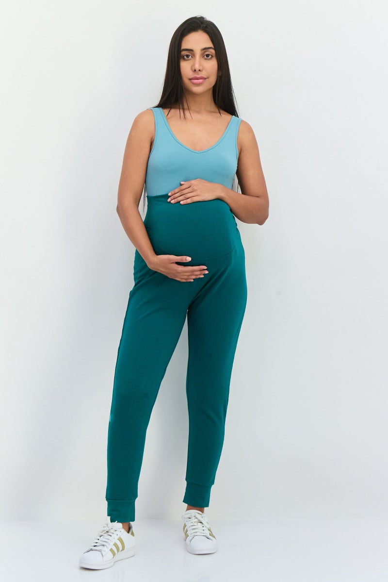 Lefties Maternity Regular Fit Solid Sweatpants, Green - Image 4