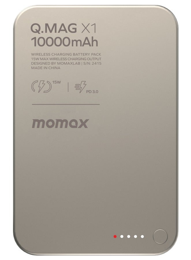 Momax Q.Mag X1 بطارية لاسلكية مغناطيسية 10000 مللي أمبير في الساعة USB-C حتى 20 وات مخرج PD - رمادي تيتانيوم - Image 2