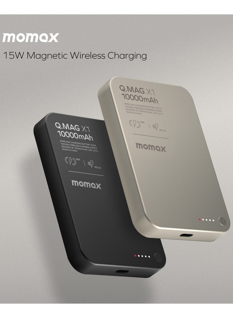 Momax Q.Mag X1 بطارية لاسلكية مغناطيسية 10000 مللي أمبير في الساعة USB-C حتى 20 وات مخرج PD - رمادي تيتانيوم - Image 5