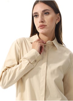 Andora قميص سادة بأزرار مخفية _ بيج  - Image 5