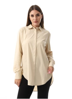 Andora قميص سادة بأزرار مخفية _ بيج  - Image 1