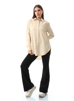 Andora قميص سادة بأزرار مخفية _ بيج  - Image 4