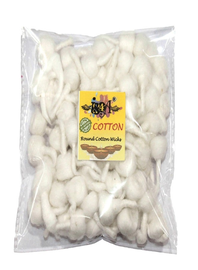 IS4A 200 pc Round Cotton Wicks for Mandir Puja Pooja Jyot Batti Oil Lamp Diya All Occasions. Ideal Brass, Clay Home Temple 25gm (200pc), White - Image 1