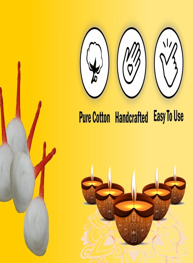 IS4A 200 pc Round Cotton Wicks for Mandir Puja Pooja Jyot Batti Oil Lamp Diya All Occasions. Ideal Brass, Clay Home Temple 25gm (200pc), White - Image 5