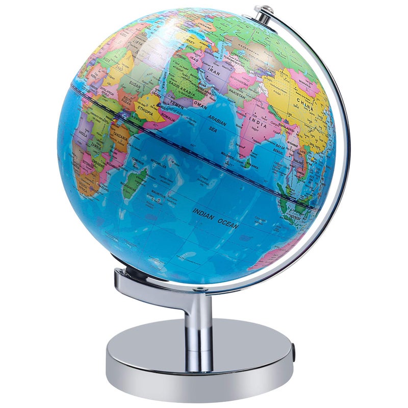 Estefanlo Illuminated World Globe for Kids Educational Globe with Stand Built in LED Night Light Earth Map and Constellation View 2 in 1 Interactive Educational Geographic Earth Learning Toy 8 Inch
