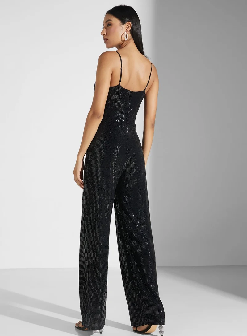 GUESS Strap Detail Knitted Jumpsuit