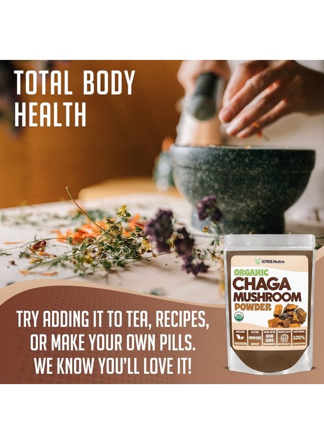 XPRS Nutra - Organic Chaga Mushroom Powder Premium Usda Organic Chaga Mushrooms Powder Chaga Powder Supports Immune Health Vegan Friendly Superfood For Chaga Tea And Beverages (16 Oz) - Image 1