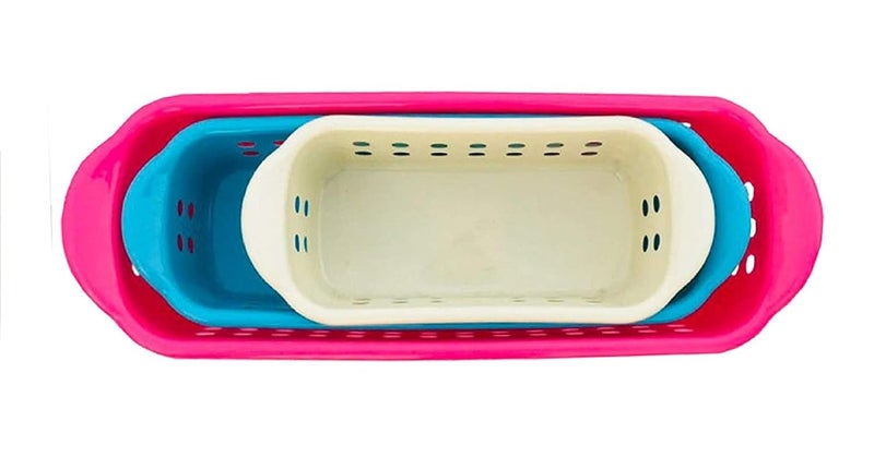 Kuber Industries Kuber Industries PL20 Plastic Rectangular Basket Storage Box Set, Set of 3, Multicolor  - Image 1