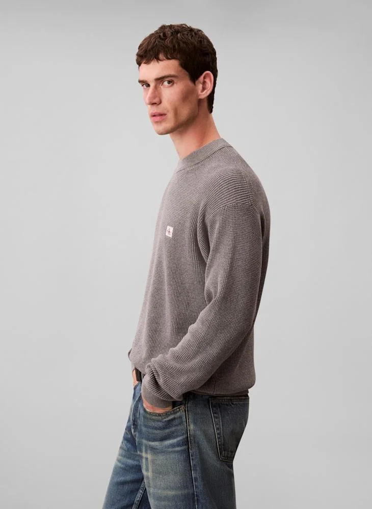 Calvin Klein Jeans Waffle Cotton Monogram Jumper