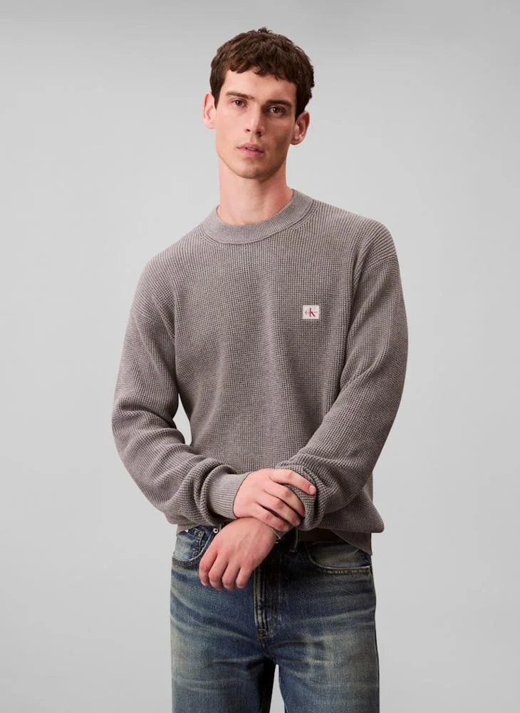 Calvin Klein Jeans Waffle Cotton Monogram Jumper
