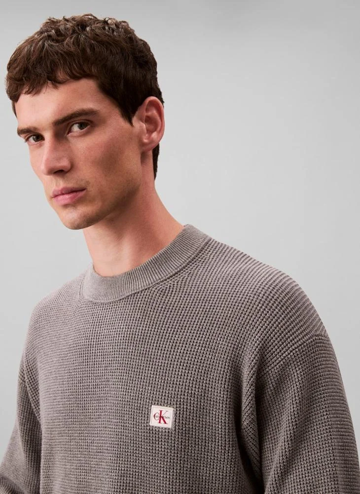 Calvin Klein Jeans Waffle Cotton Monogram Jumper
