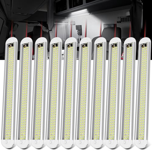 CT CAPETRONIX 12v LED Interior Light Bar，CT CAPETRONIX 120LEDs 1500LM 8W DC 12 Volt led Strip Lights with ON/Off Switch，for Enclosed Cargo Trailer, Car RV Van Truck Lorry Camper Boat Caravan Motorhome (10Pack) - Image 1
