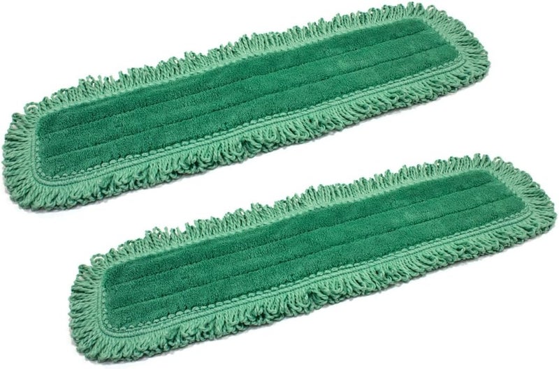 Real Clean 24 Inch Green Fringe Microfiber Dust Mop Pads (Pack of 2) - Image 1