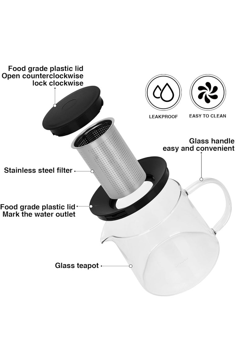 Fissman Glass Tea Pot with Stainless Steel Filter 1500mL, Borosilicate Glass Tea Pot Infuser, Great For Loose Leaf Tea, Blooming Tea, Tea Bags & Fruit Infused Water  - Image 3