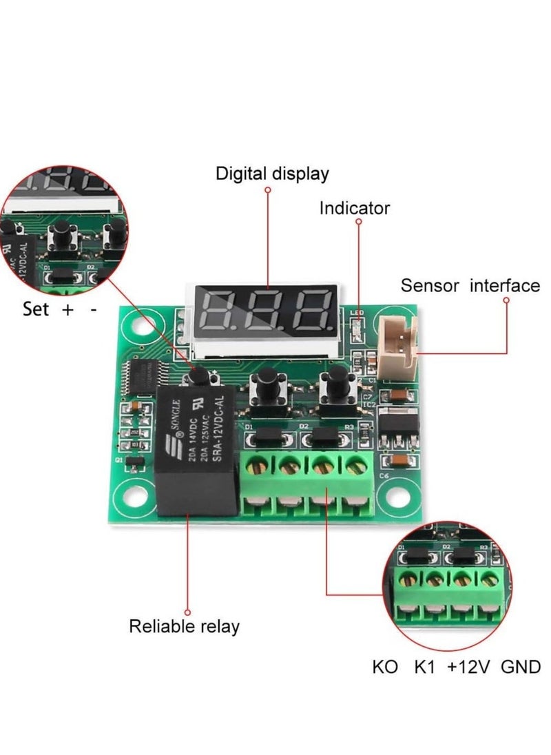 Excefore 6 PCS Temperature Controller Module, XH-W1209 LCD Display Digital Thermostat Module, with Waterproof NTC Probe, 50~110℃ DC 12V Electronic Temp Control Module Switch  - Image 5