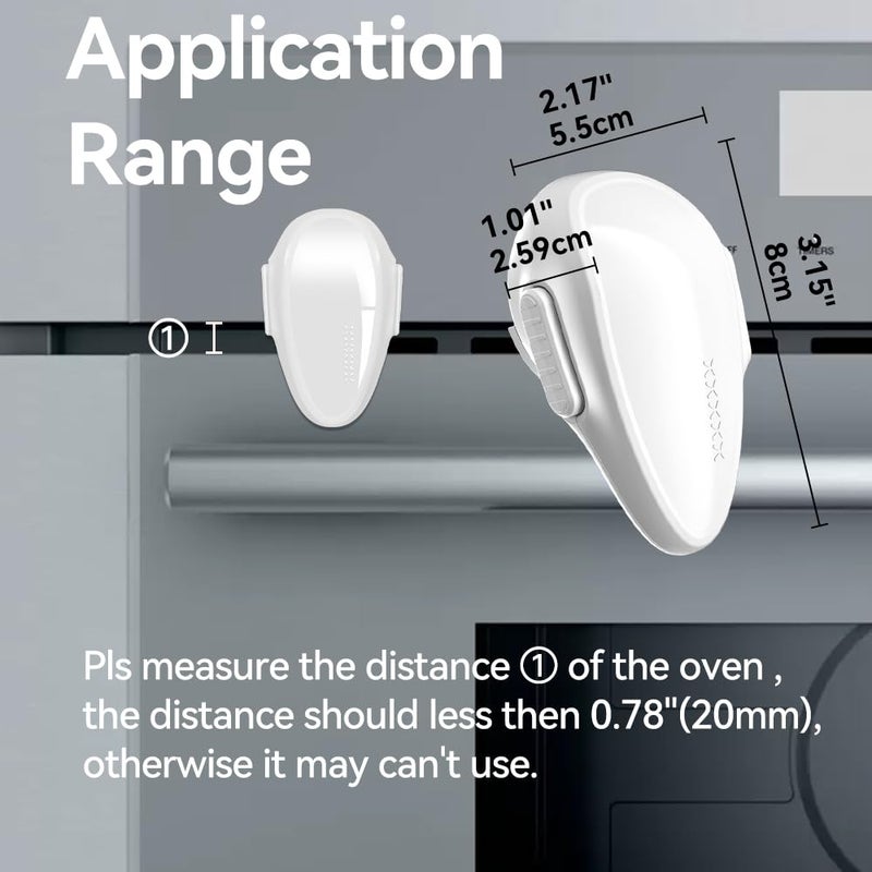 EUDEMON 1 Pack Childproof Oven Door Lock, Oven Front Lock Easy to Install & Heat-Resistant Material no Tools Need or Drill (White)(ONLY for Flat Surface) - Image 4