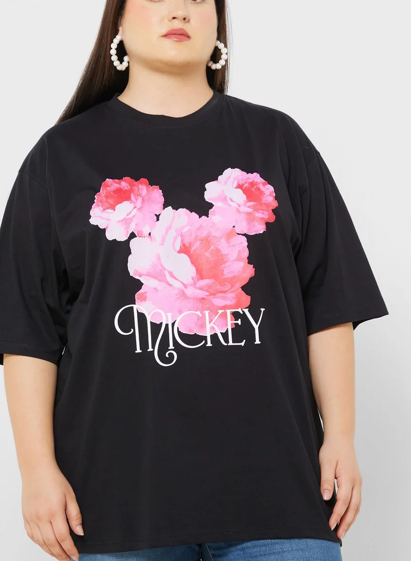 ديزني Mickey Plus Size Oversize Graphic T-Shirt