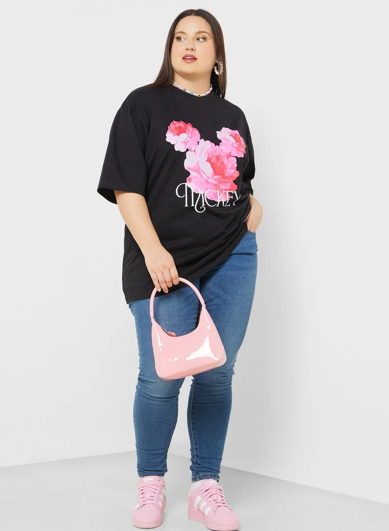 ديزني Mickey Plus Size Oversize Graphic T-Shirt