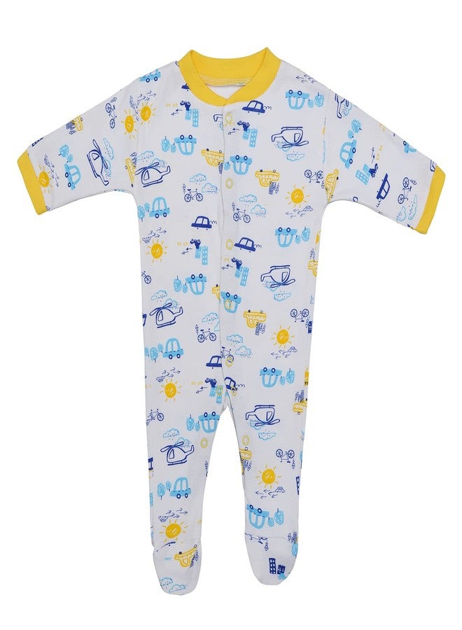 Magic Town® 100% Hosiery Cotton Unisex Long Sleeve Sleep Suit Romper for Boys Girls and Infants Set of 3 (multi color, Yellow) (Newborn) - Image 4