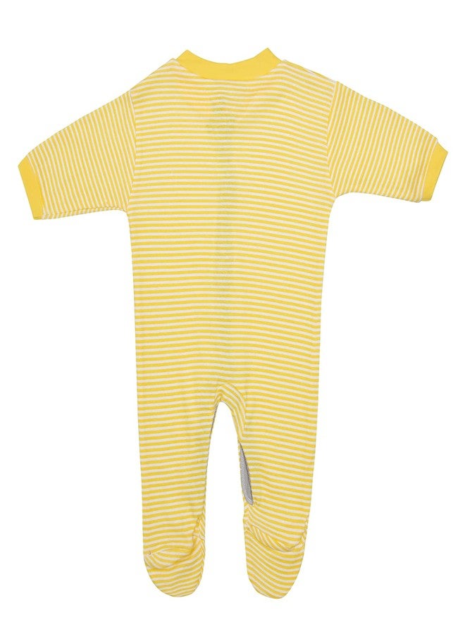 Magic Town® 100% Hosiery Cotton Unisex Long Sleeve Sleep Suit Romper for Boys Girls and Infants Set of 3 (multi color, Yellow) (Newborn) - Image 3