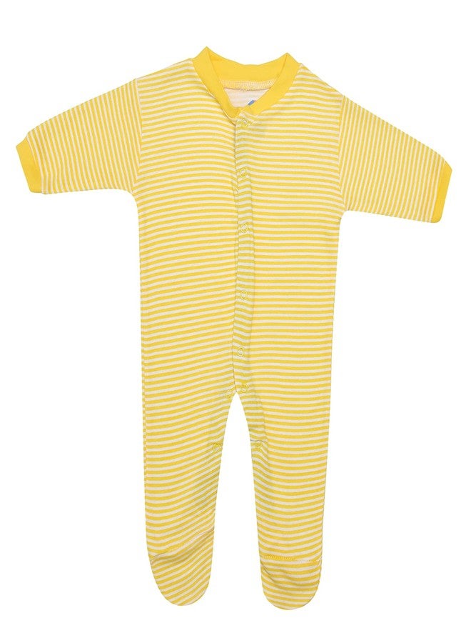 Magic Town® 100% Hosiery Cotton Unisex Long Sleeve Sleep Suit Romper for Boys Girls and Infants Set of 3 (multi color, Yellow) (Newborn) - Image 2