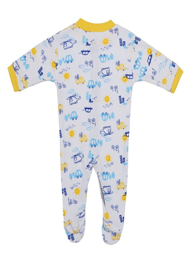 Magic Town® 100% Hosiery Cotton Unisex Long Sleeve Sleep Suit Romper for Boys Girls and Infants Set of 3 (multi color, Yellow) (Newborn) - Image 5