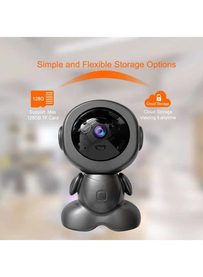 Equipped with a 3-megapixel (3PM) HD Wifi robot camera with 360° panoramic view, automatic rotation tracking, HD night vision, two-way intercom, and support for TF card/cloud storage, suitable for home/store/office security - Image 5