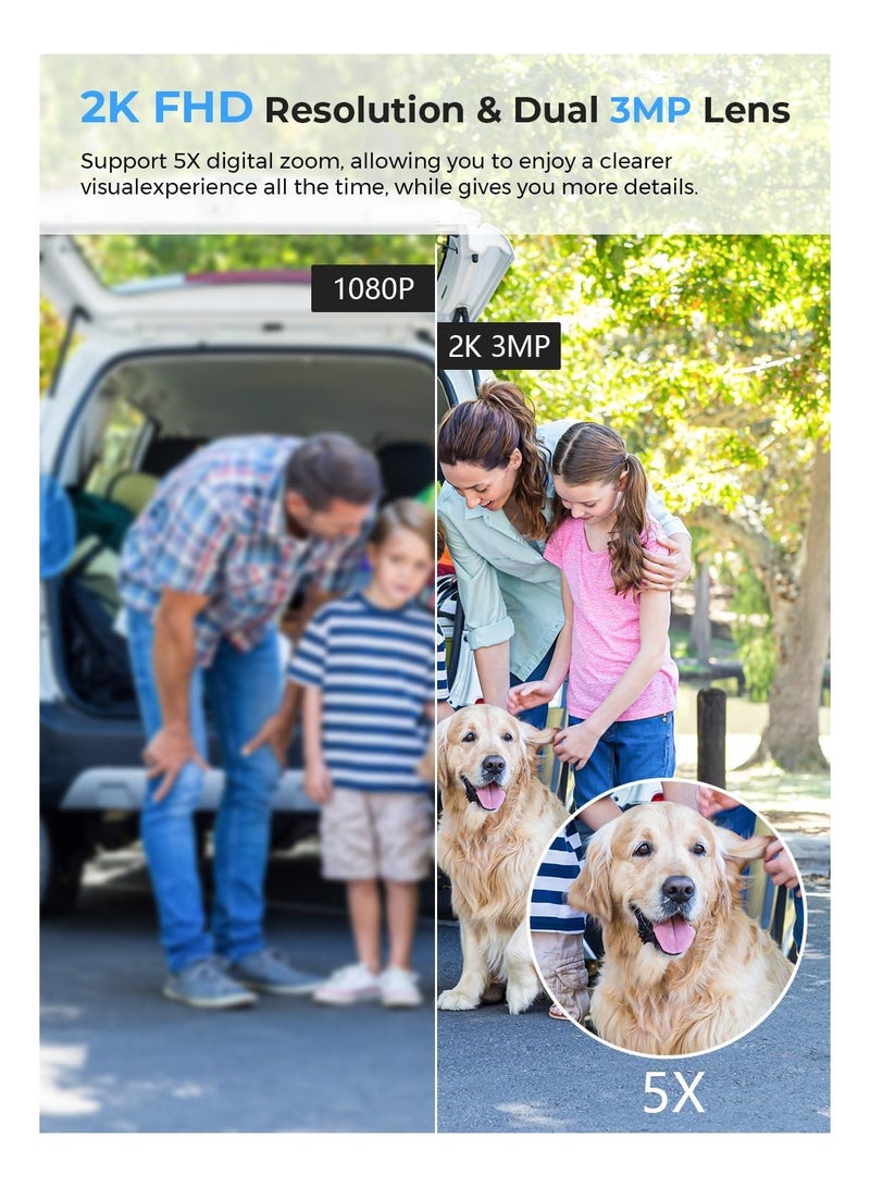 Zikra Security Cameras Outdoor Dual Lens 2.5K/6MP WiFi PTZ Outside Cameras for Home Security with Auto Tracking Human Detection IP66 30m Color Night Vision24/7 RecordTwo-Way Audio - Image 3