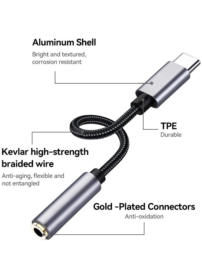 Tersely Type-C USB C to 3.5mm Headphone Adapter Braided Cable, Audio Car AUX Converter for iPhone 17/16/15 Pro/Max Samsung S25 S24 S23 FE Plus Ultra Google Pixel 10,9,8, for iPad Air Pro, 10th, etc - Image 2