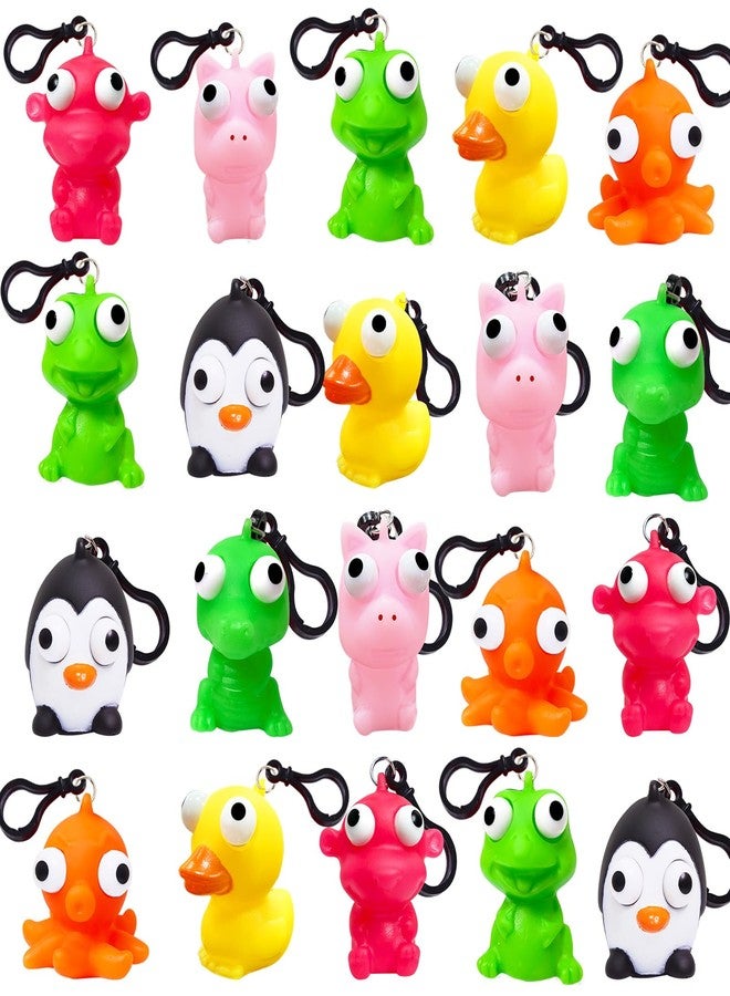 AMENON 24 Pack Popping Eye Animal Keychain with Kids,Squeeze Pop Eye School Class Birthday Gift Squishy Toys for Kids Boys Girls,Easter Basket Stuffers Fidget Toys Bulk,Classroom Exchange Prizes Party Favors - Image 1