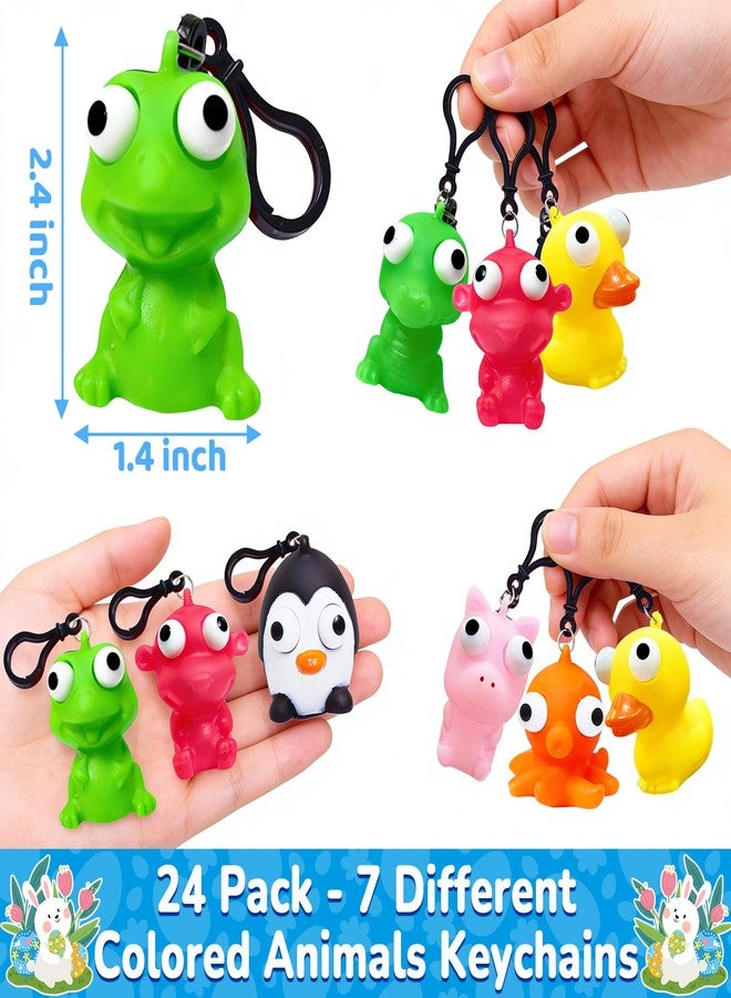 AMENON 24 Pack Popping Eye Animal Keychain with Kids,Squeeze Pop Eye School Class Birthday Gift Squishy Toys for Kids Boys Girls,Easter Basket Stuffers Fidget Toys Bulk,Classroom Exchange Prizes Party Favors - Image 2