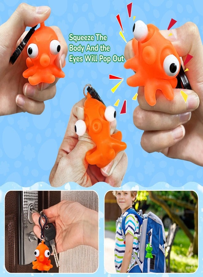 AMENON 24 Pack Popping Eye Animal Keychain with Kids,Squeeze Pop Eye School Class Birthday Gift Squishy Toys for Kids Boys Girls,Easter Basket Stuffers Fidget Toys Bulk,Classroom Exchange Prizes Party Favors - Image 3